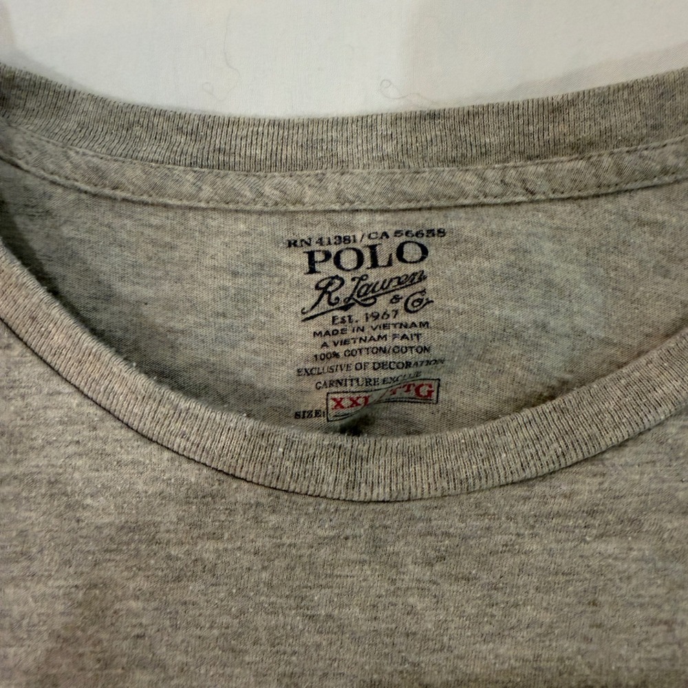 Polo Ralph Lauren Mens Heather Gray Crewneck T-Shirt XXL Pony Logo Cotton Tee - Picture 2 of 3